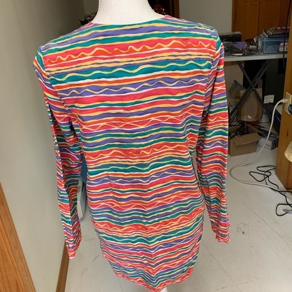 Talbots Petites silk button down tunic length top 10P 20 in pit L= 28 in - Picture 2 of 6